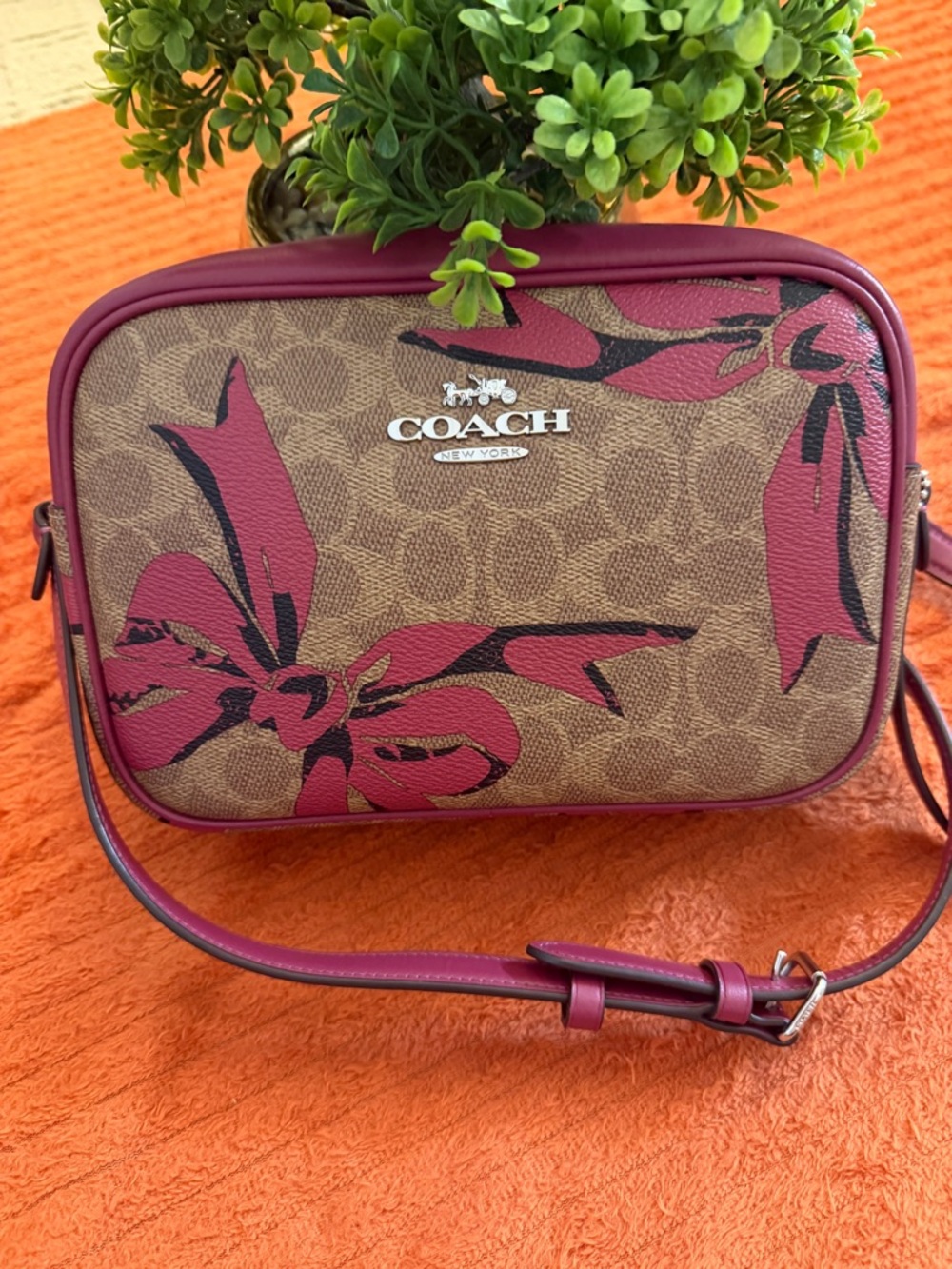 Coach Floral Pink and Tan Crossbody Bag - Picture 2 of 15